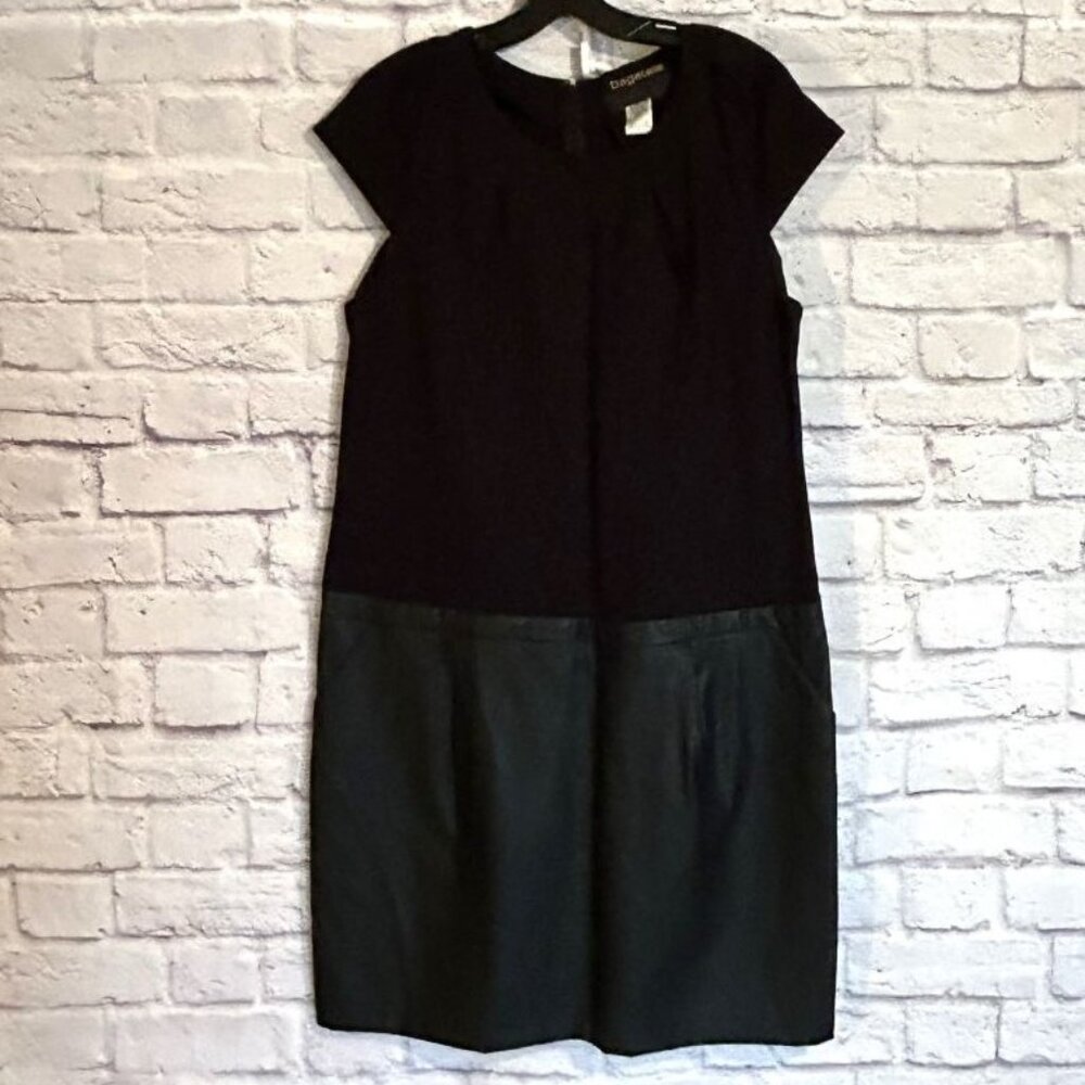 Bagatelle Black Fabric & Faux Leather Dress New XL